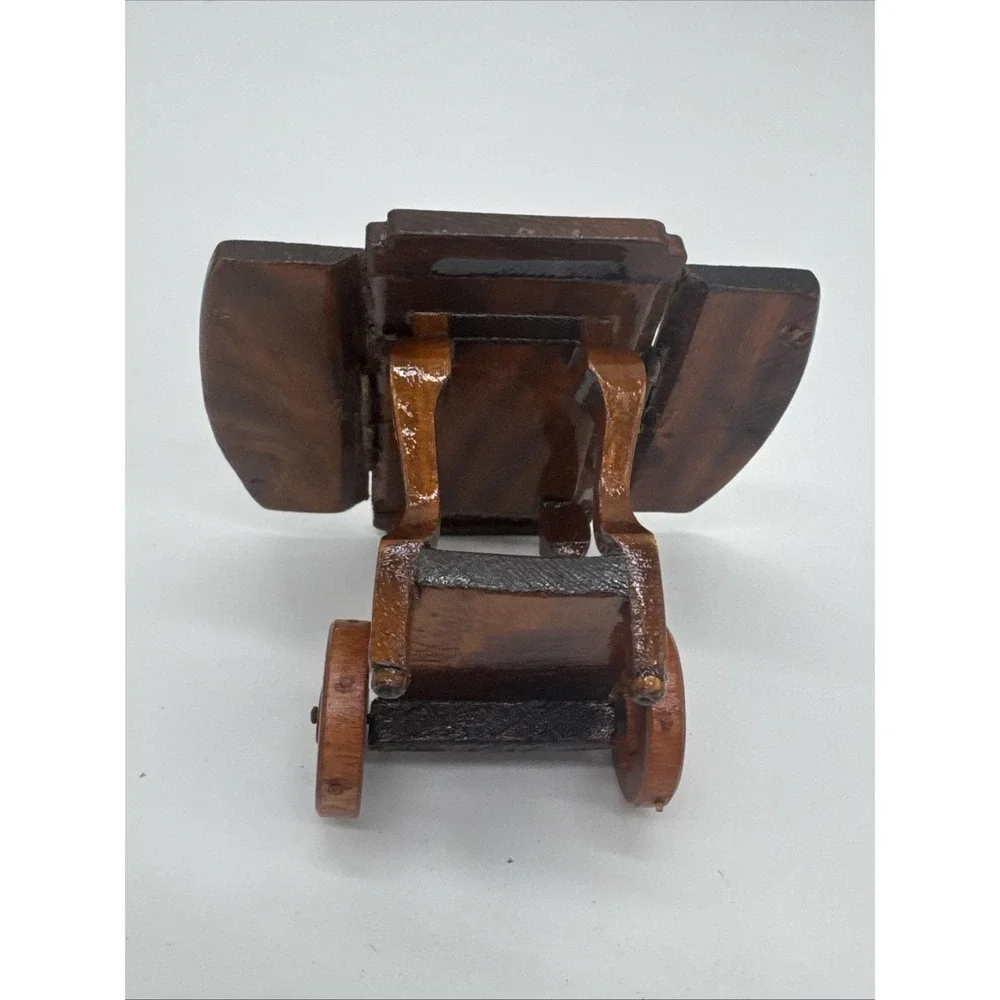 Vtg Dollhouse Miniature Wooden Tea Cart Serving Table On Wheels Furniture